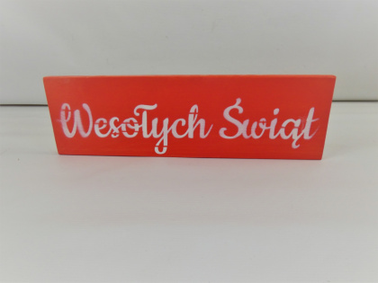 Tabliczka "Wesołych Świąt" - Czerwono-biała