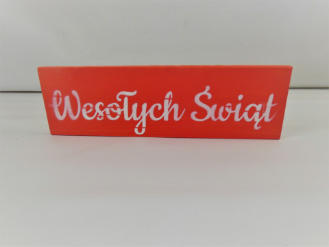 Tabliczka "Wesołych Świąt" - Czerwono-biała Tabliczka "Wesołych Świąt" - Czerwono-biała