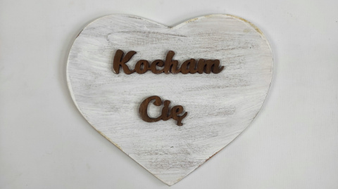 Tabliczka serce "Kocham Cię " - Biała Tabliczka serce "Kocham Cię " - Biała