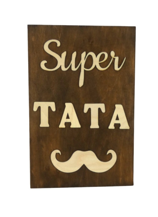 Drewniana tabliczka „ Super Tata” - Brązowa