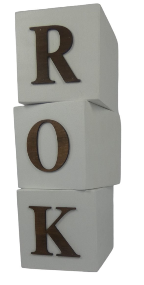 Kostki "1 Rok" - Biało-brązowe Kostki "1 Rok" - Biało-brązowe