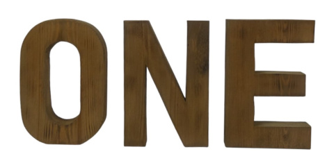 Napis "ONE" - Brązowy postarzany Napis "ONE" - Brązowy postarzany