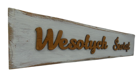 Tabliczka "Wesołych Świąt" - Biało - Brązowa Tabliczka "Wesołych Świąt" - Biało - Brązowa