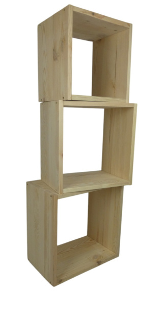 Zestaw 4 drewnianych otwartych kostek "Box" do sesji szkolnych grupowych - naturalne