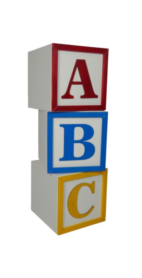 Duże kostki " A B C " - Białe mix. OB.