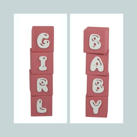 Kostki " Girl / Baby " - Pudrowy Róż