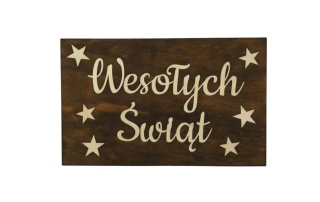 Duża tabliczka " Wesołych Świąt " - Brązowa Gwiazdki