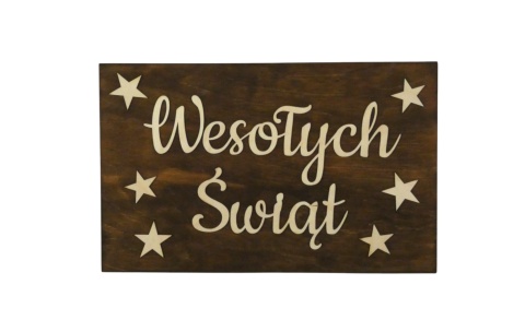 Duża tabliczka " Wesołych Świąt " - Brązowa Gwiazdki